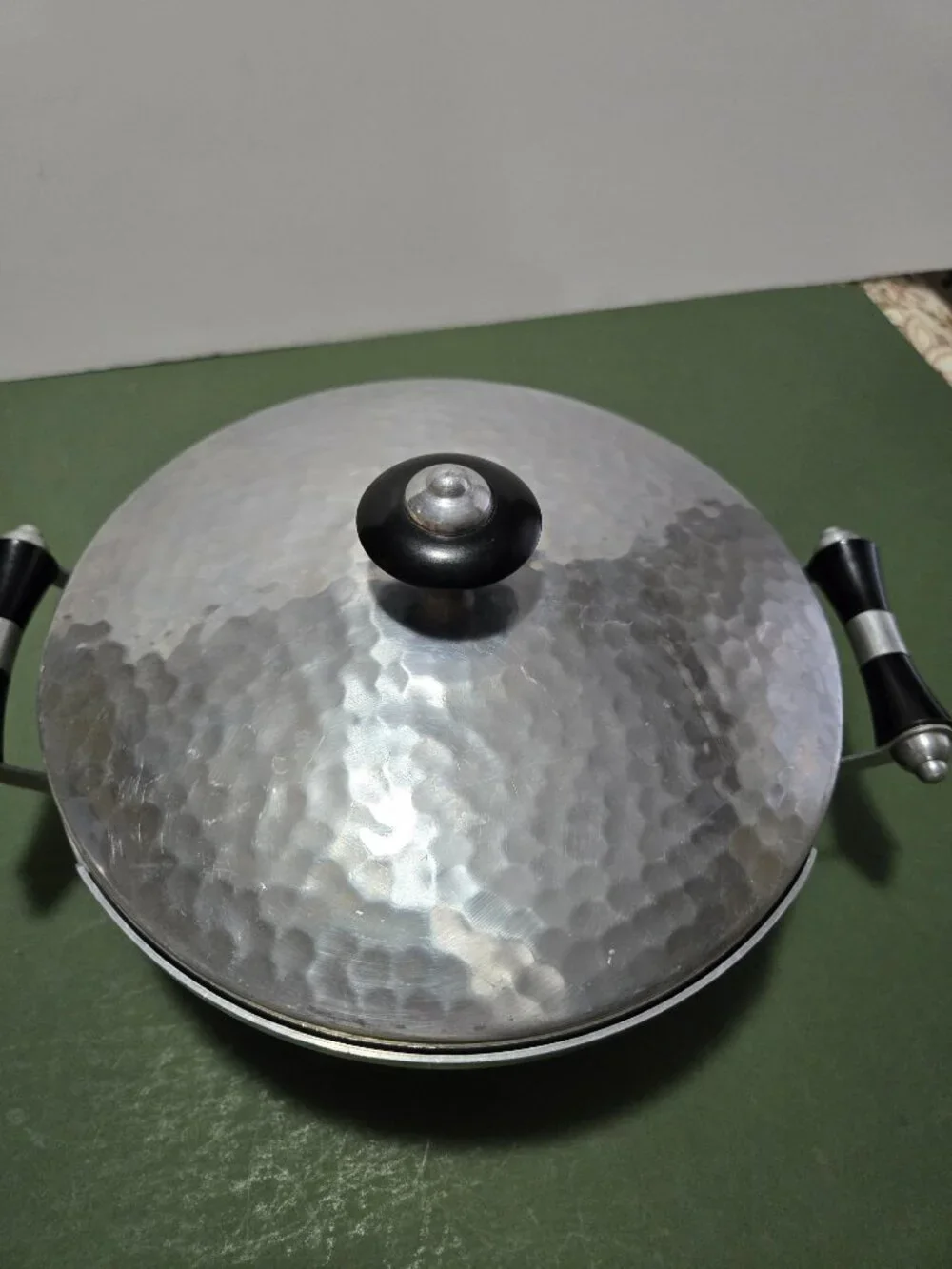 Vintage Aluminum Hammered Finish Pot w/Lid